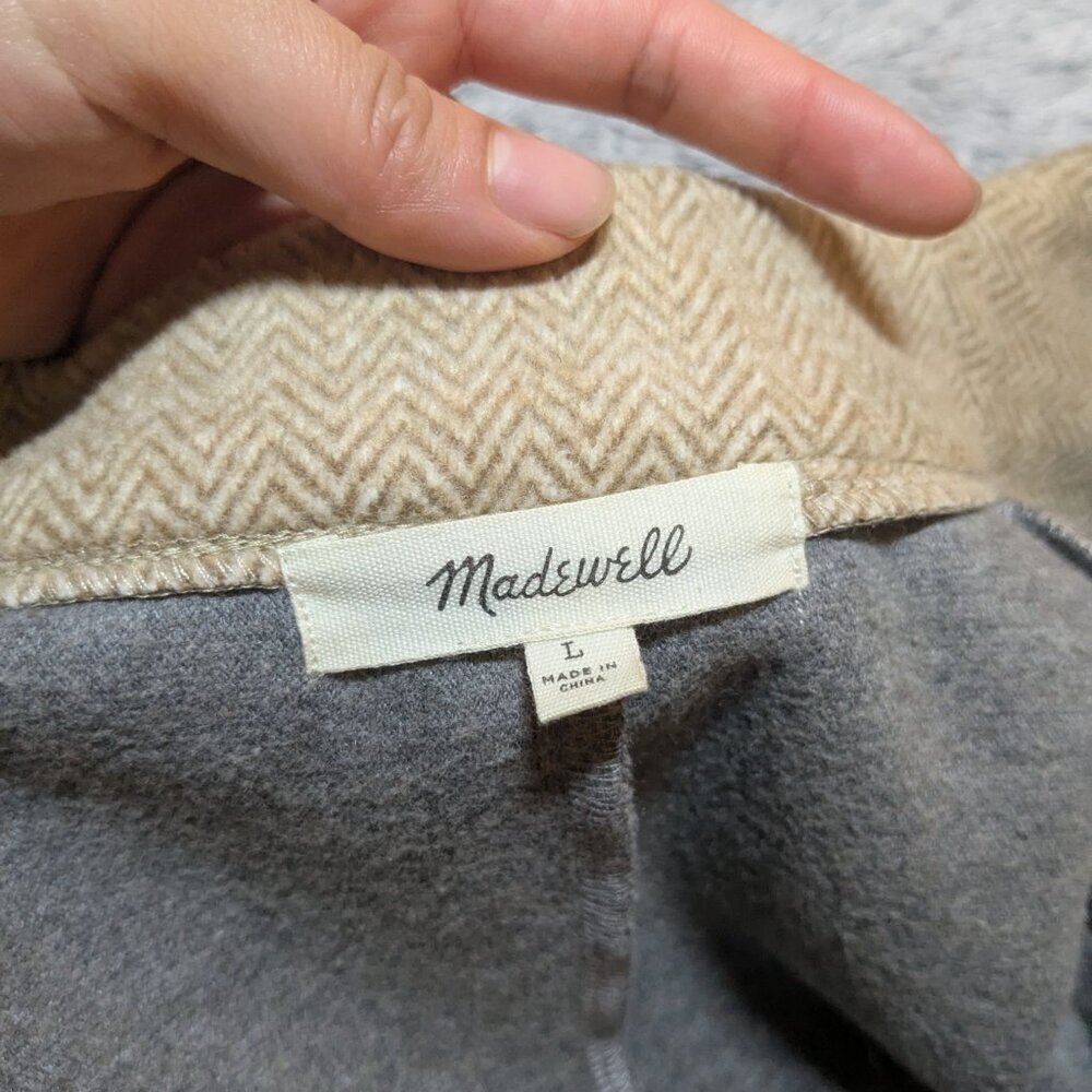 Madewell Coat Tan Stanza Herringbone Coat Wool Blend Camel Color Large - Picture 5 of 8